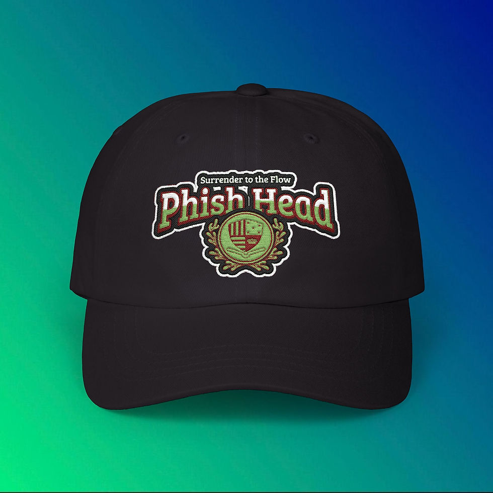 Thumbnail: Black Phish Head Surrender to the Flow baseball cap. Cotton Golf Hat My Site 1