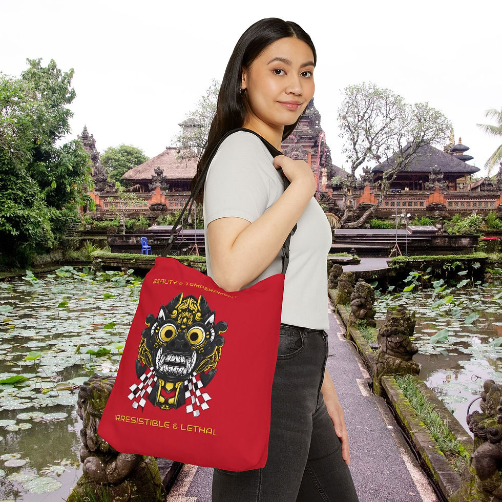 Thumbnail: Bold "Beauty & Temperment, Irristable & Lethal"  16" Adjustable Tote Bag, Gift