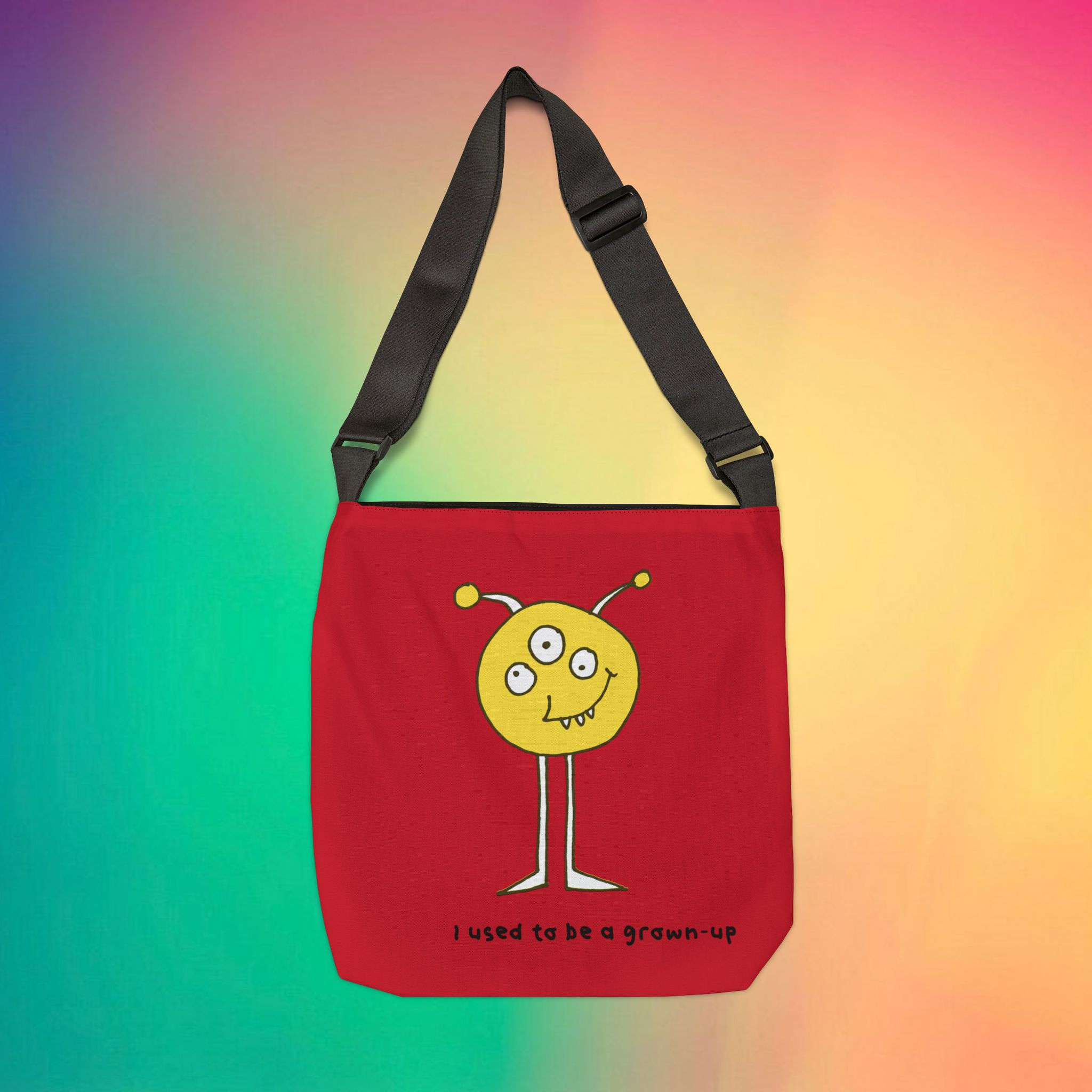 Playful 3-Eye "I Used to be a Grow-up" Adjustable Tote Bag, 18" Eco-Bag Fun Gift