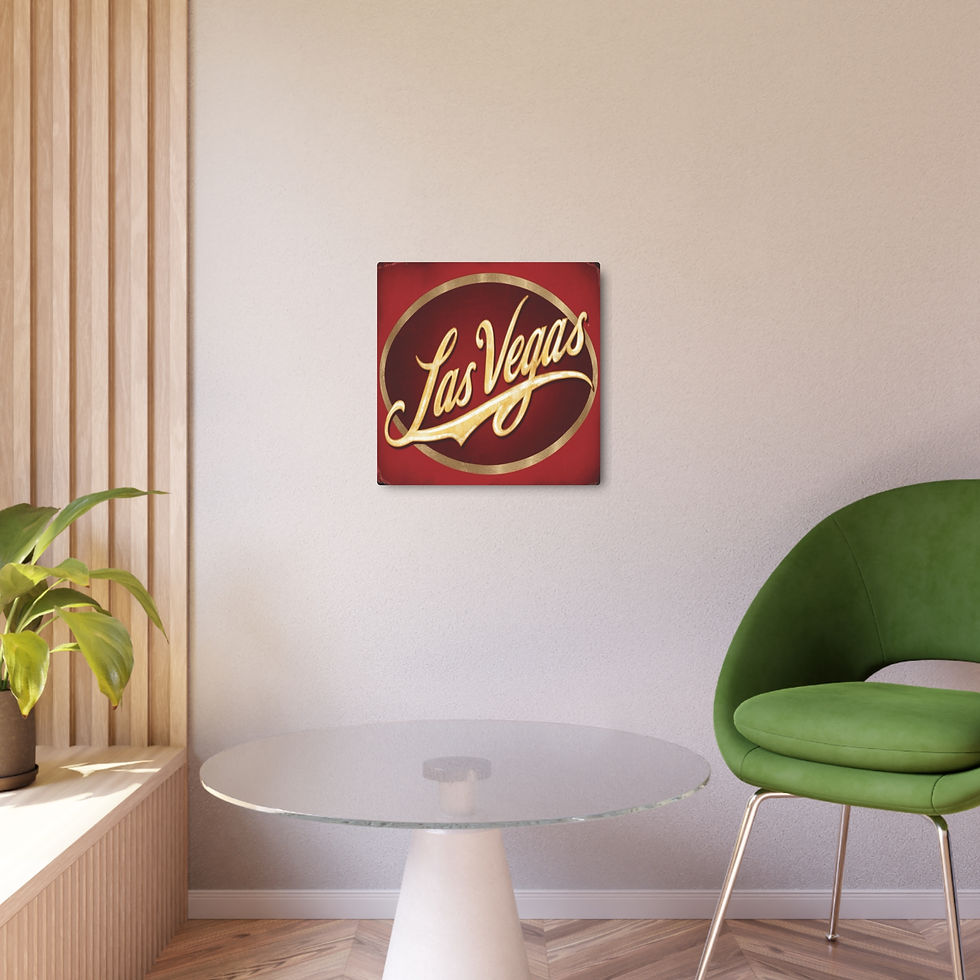 Thumbnail: Rustic "Las Vegas" Metal Sign Version II, 16" x 16" Wall Art, Retro Vegas Decor