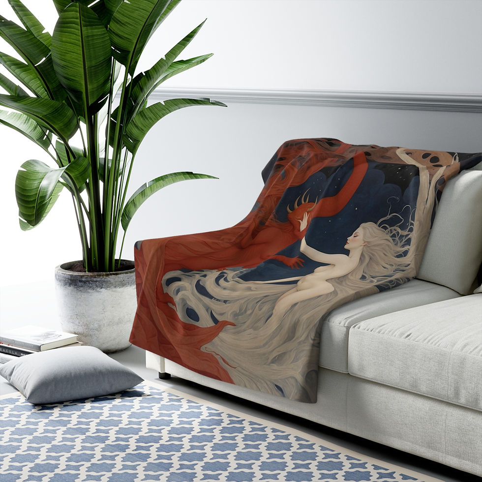 Thumbnail: Celestial Embrace of Good & Evil 50" x 60" Sherpa Fleece Blanket, Unique Gift