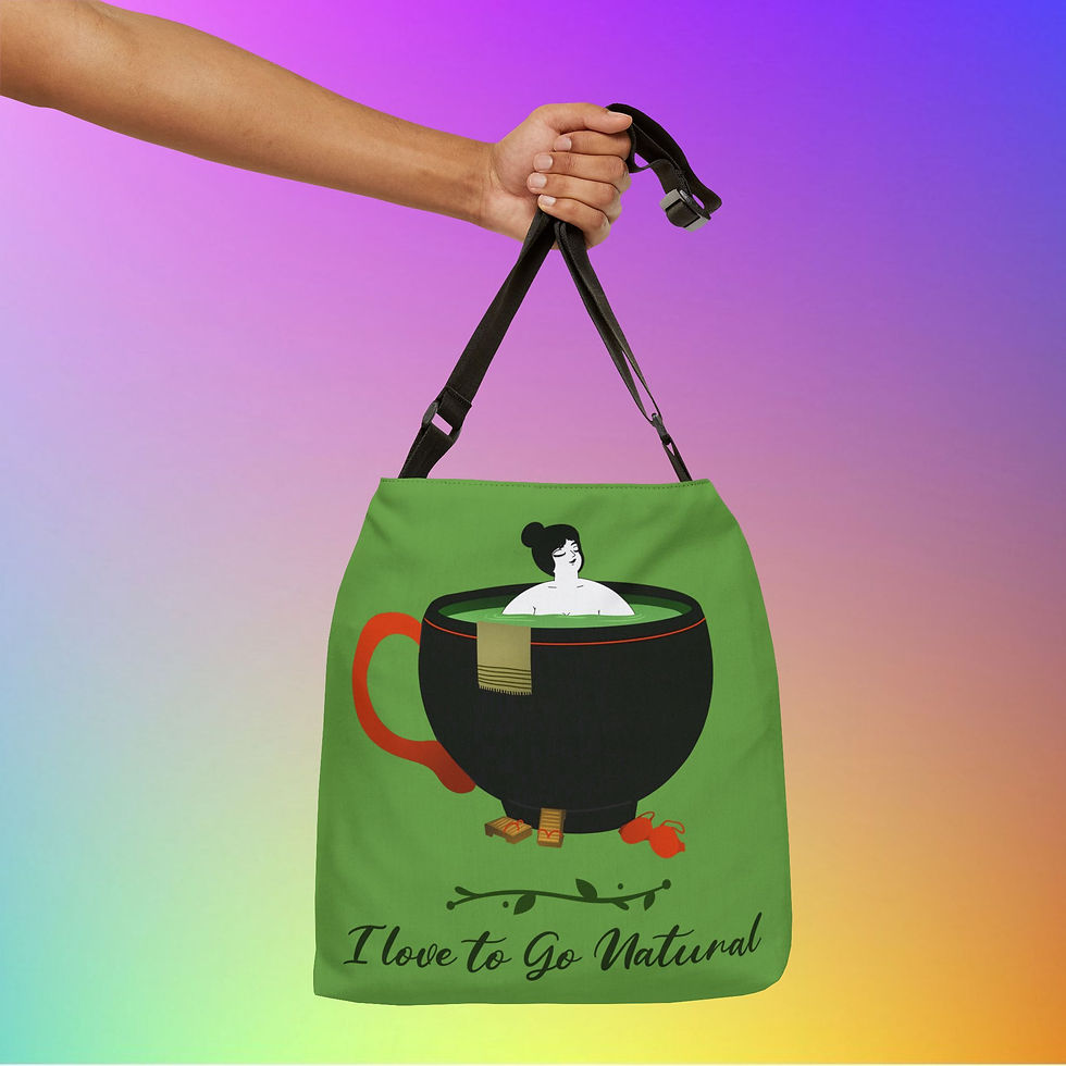 Thumbnail: Spatious 16" “I Love to Go Natural” Adjustable Tote Bag Tea Cup of Tea Spa, Gift