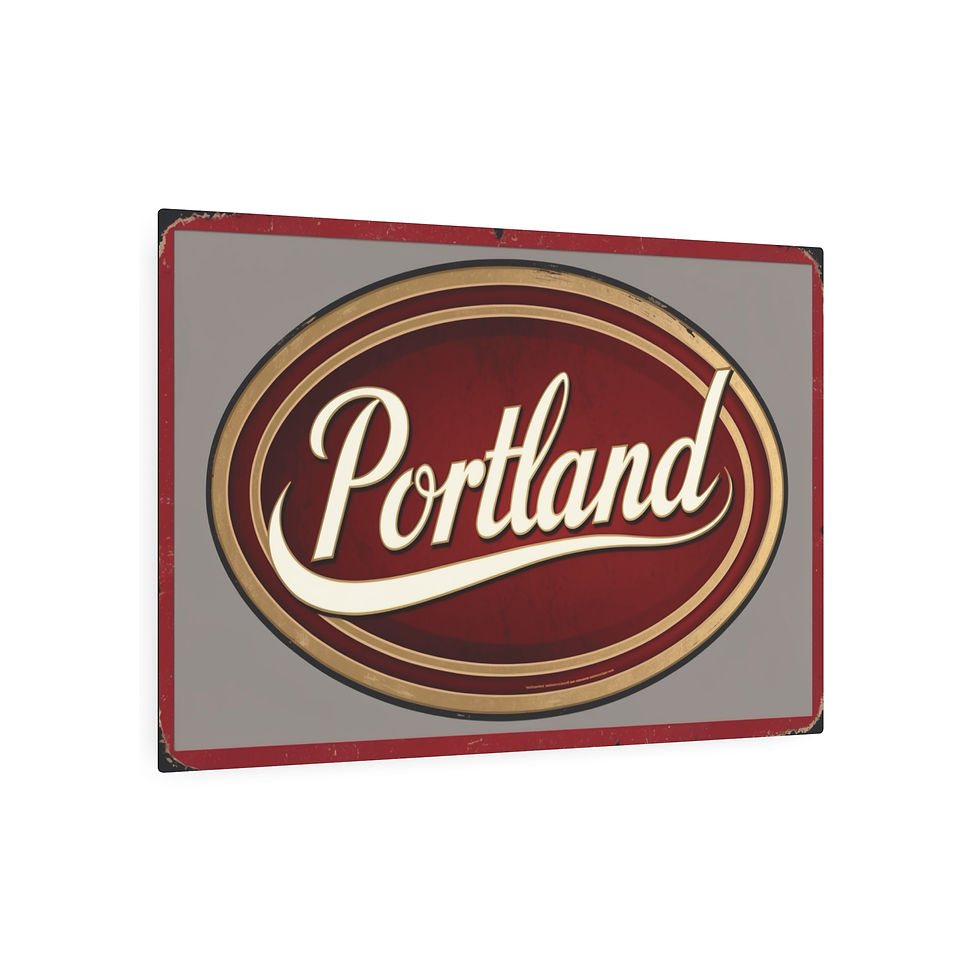 Thumbnail: Weathered and Rustic "Portland" Metal Art Sign, 36" x 24" Art for Portlanders