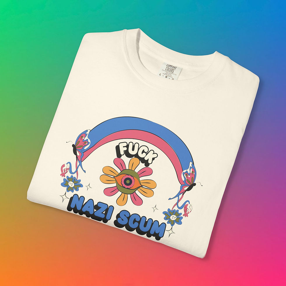 Thumbnail: White t-shirt with Fuck Nazi Scum graphic design. My Site 1