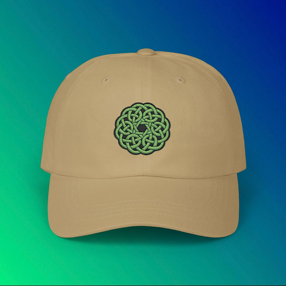 Thumbnail: Embroidered Green Celtic Cross Adjustable Golf Hat, Ancient Irish Cross Hat Gift, My Site 1