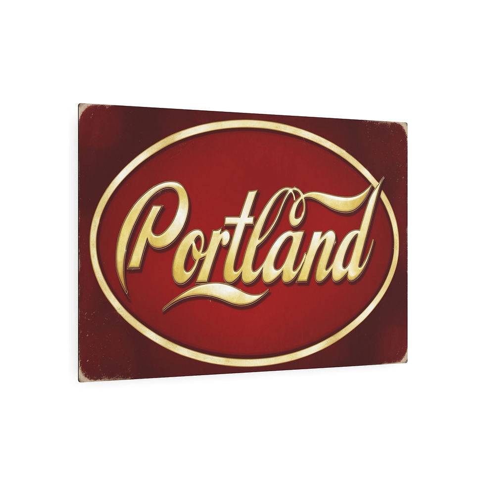 Thumbnail: Vintage "Portland" Metal Art Sign, 36" x 24" Weathered Wall Art for Portlanders