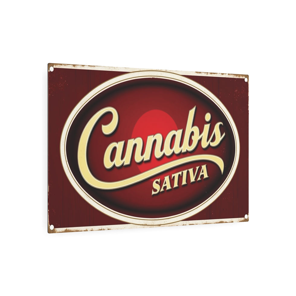 Thumbnail: Vintage "Cannabis Sativa" Metal Art Sign, 36" x 24" Rustic Wall Art