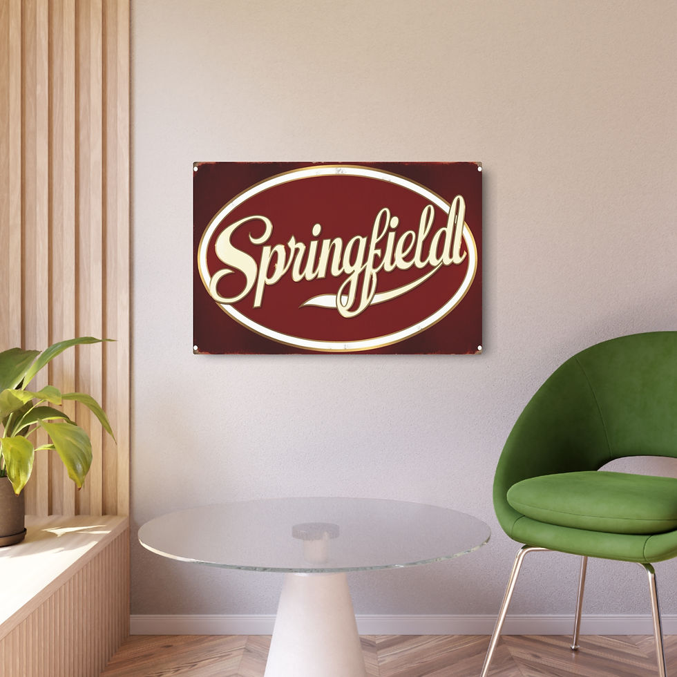 Thumbnail: Vintage "Springfield" Metal Art Sign, 30" x 20" Rustic Wall Art For Home, Bars