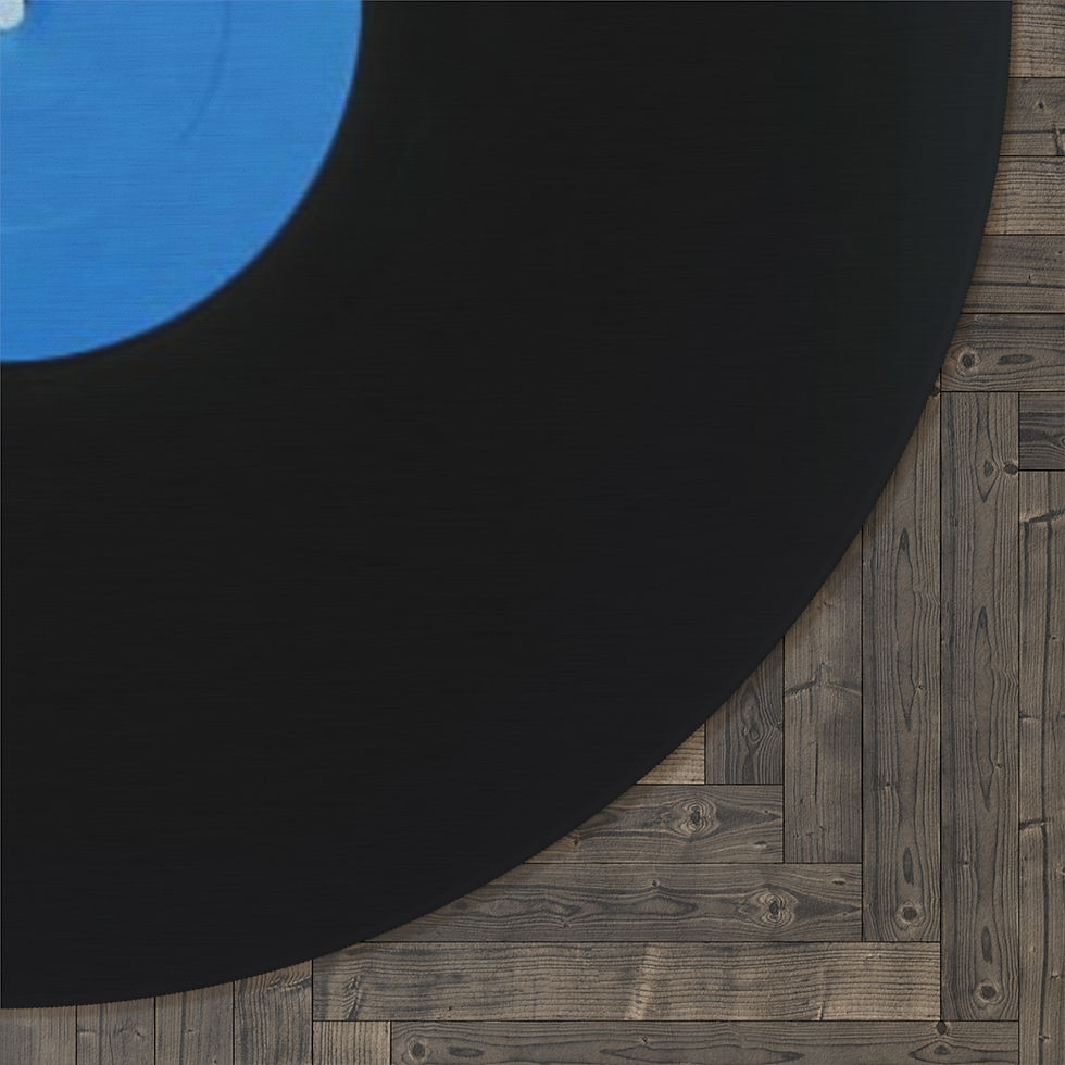 Thumbnail: Generic Blue Label 60" Vinyl Record Round Rug, Retro LP Record Floor Mat, Gift