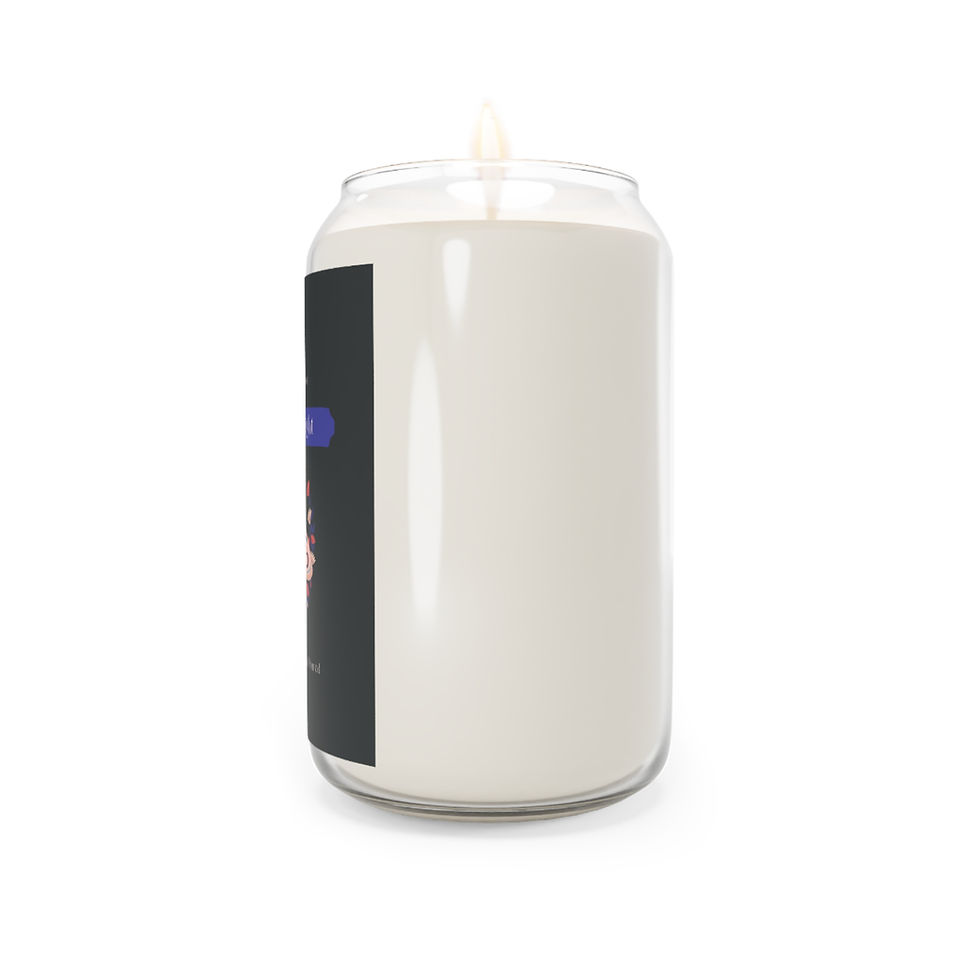 Thumbnail: Lit candle with label. Blue, pink, and white text. My Site 1