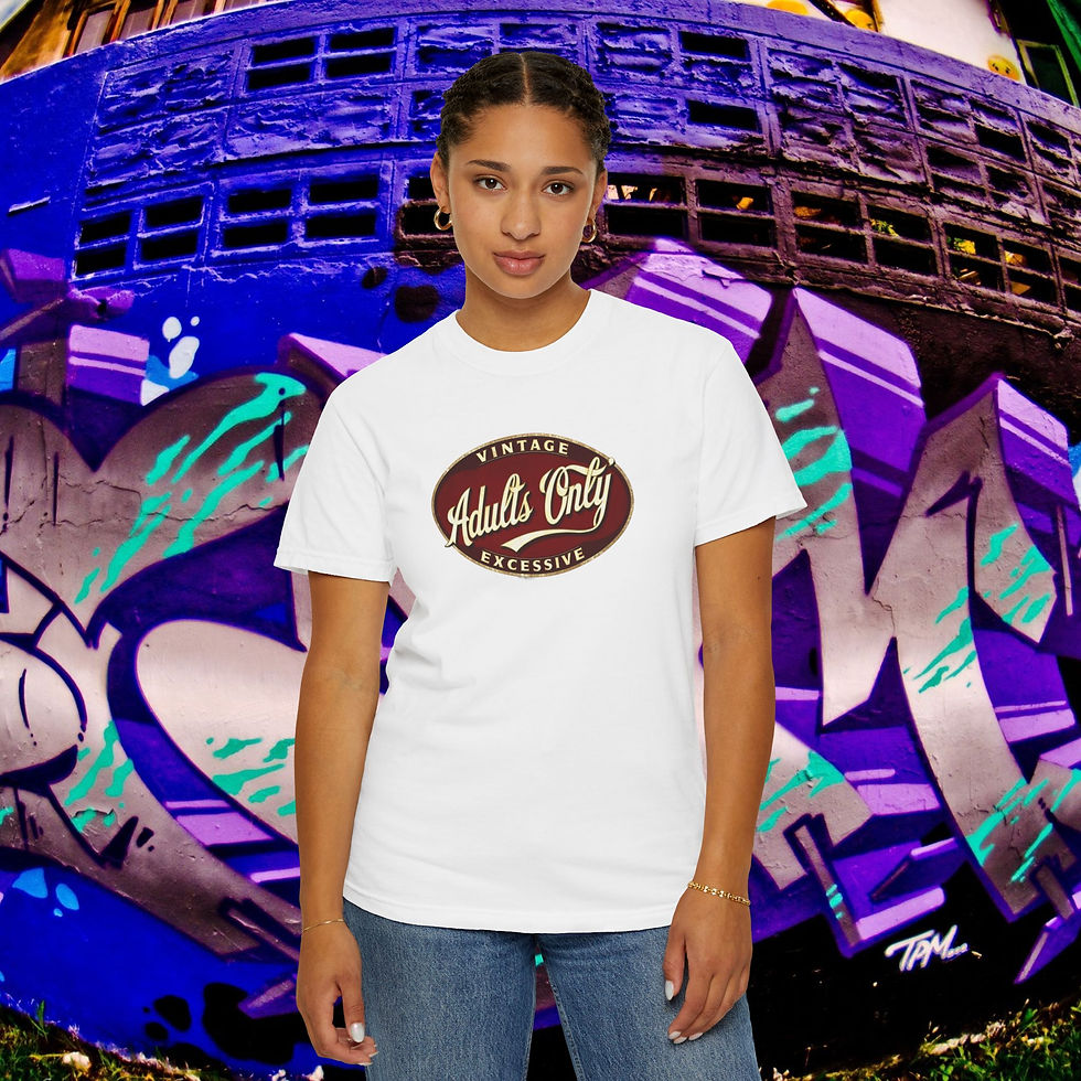 Thumbnail: Classic "Adults Only Vintage Excessive" Garment-Dyed T-Shirt, Adult Fun Gift