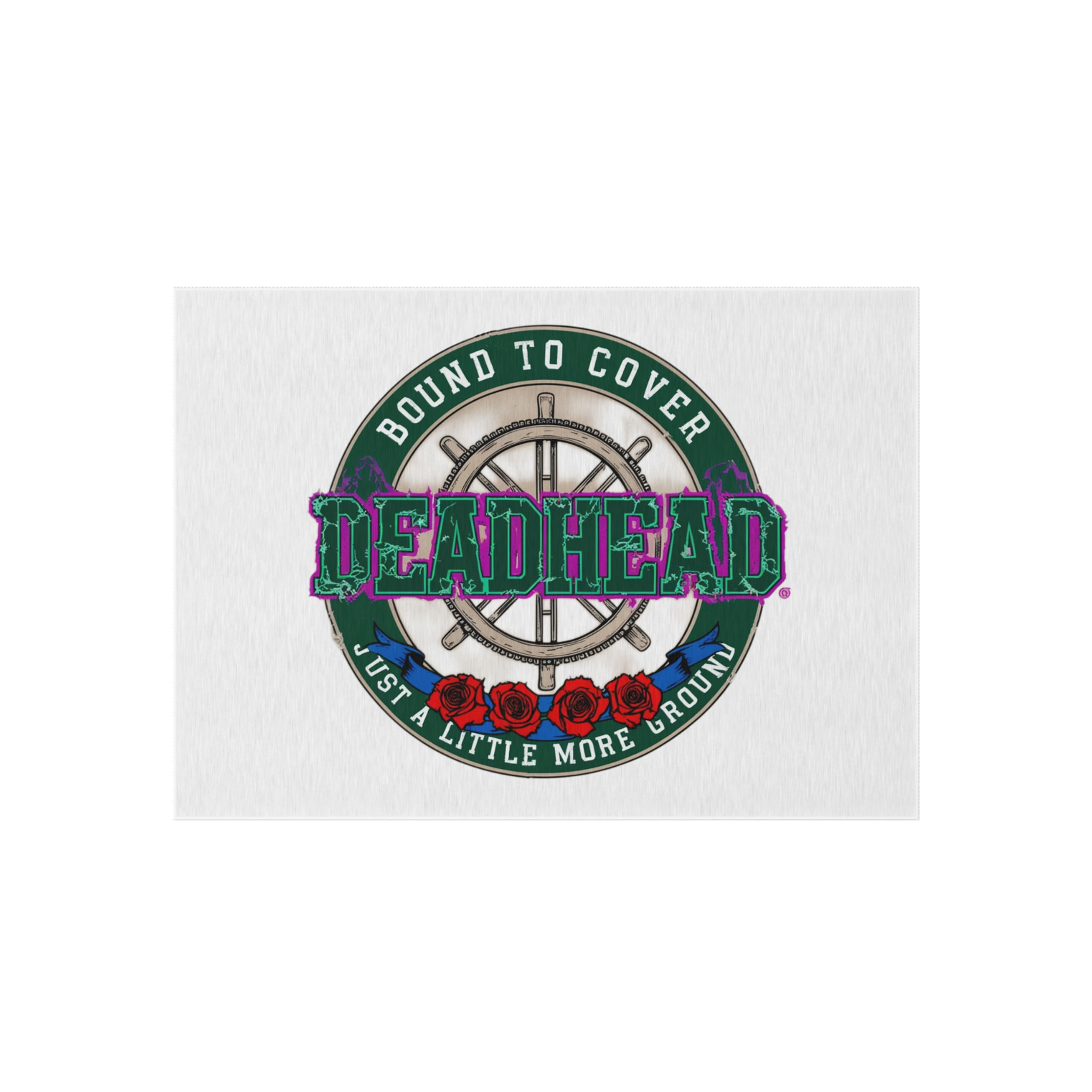 Unique "Deadhead" Themed 60" x 84" Rug, Wheel College of Deadheads Rose Insignia