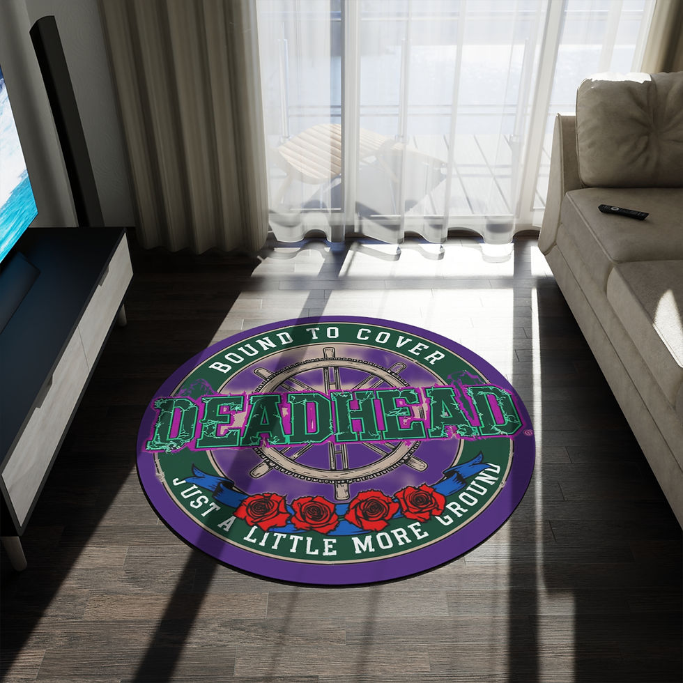 Thumbnail: Deadicated "Deadhead" 60" Round Rug, Wheel College of Deadheads Rose Insignia