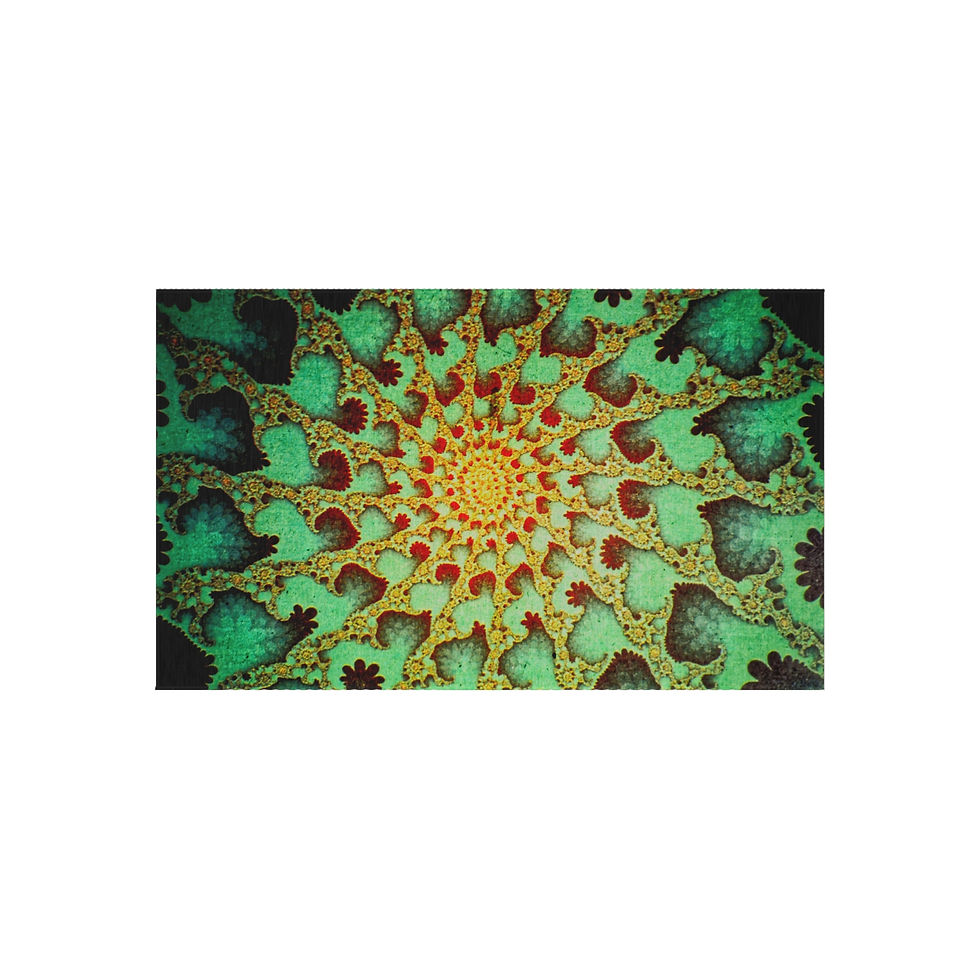 Psychedelic rug with green and gold fractal design, My Site 1