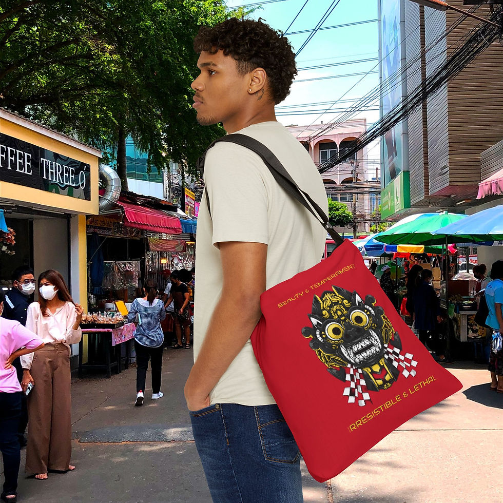 Thumbnail: Bold "Beauty & Temperment, Irristable & Lethal"  Adjustable Tote Bag, Eco Gift