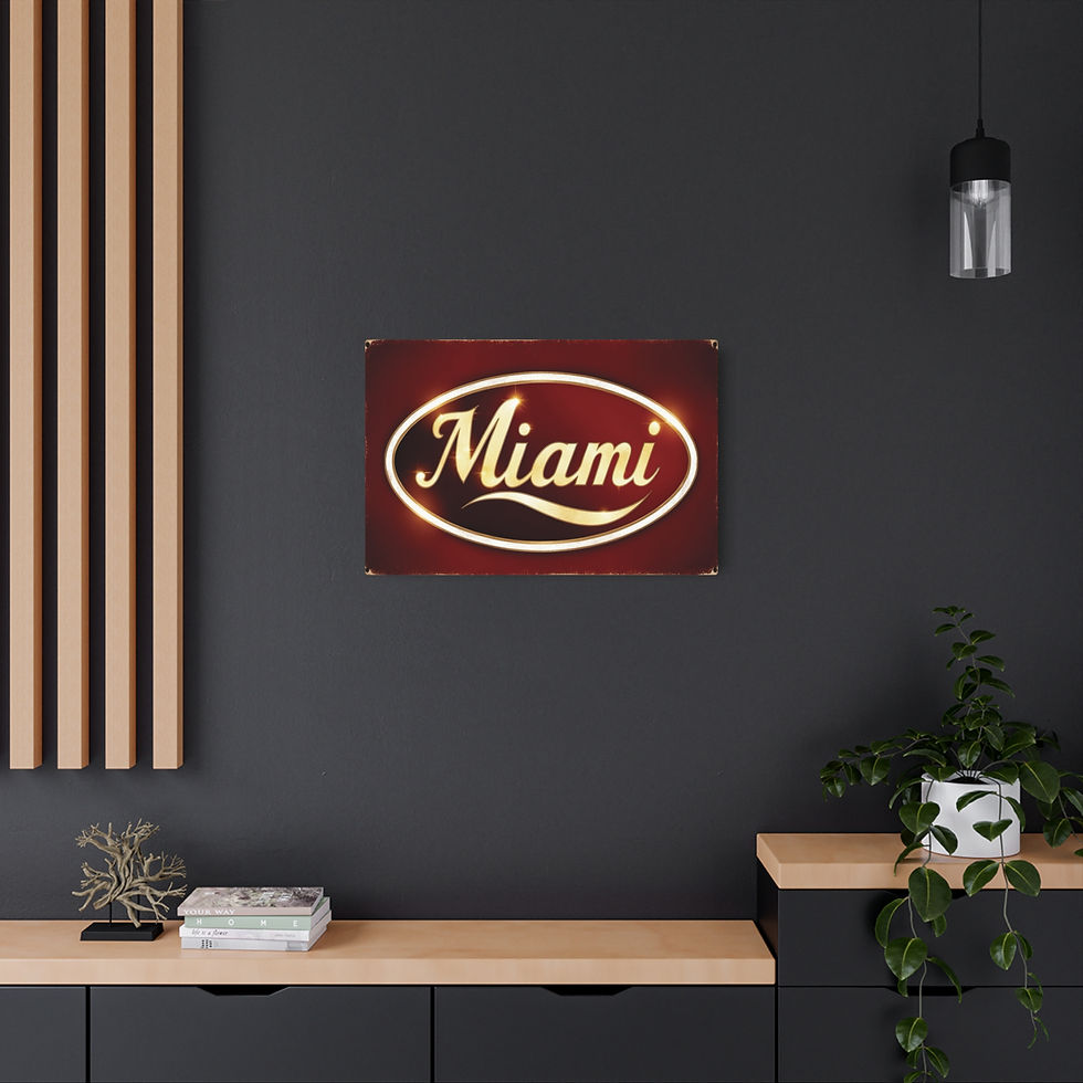 Thumbnail: Vintage & Sparkling "Miami" 30" x 20" Metal Art Sign, Classic Old Miami Style 