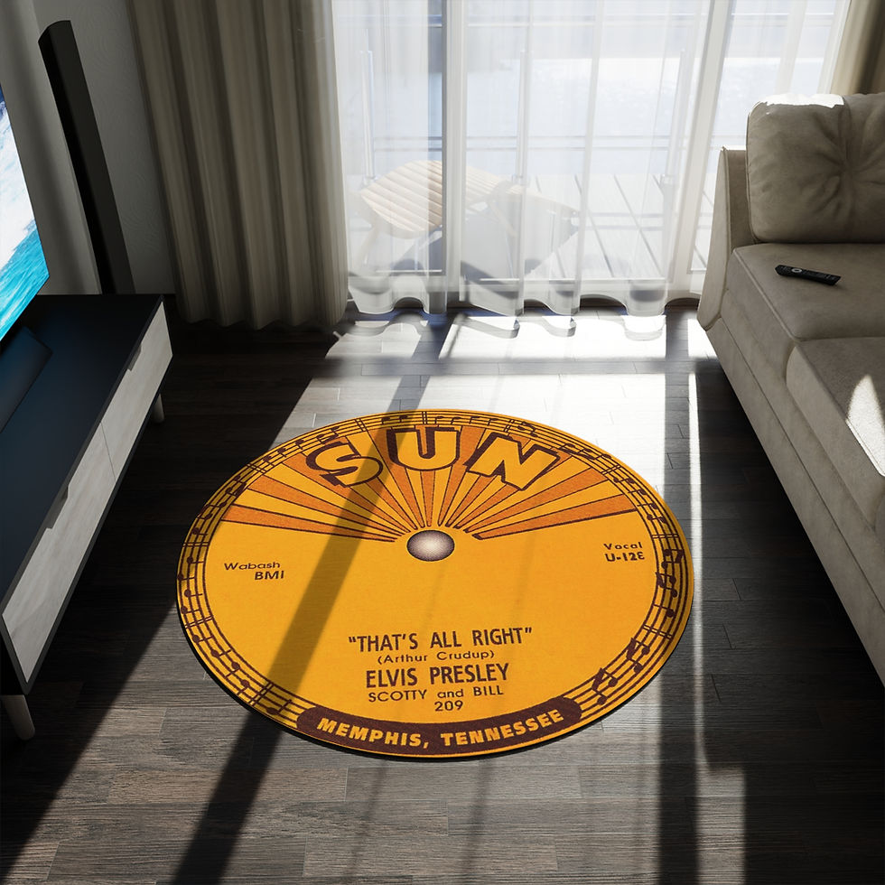 Thumbnail: Vintage Elvis's Sun Records 60" Round Rug, Elvis Lover's Decor, Musical Gift