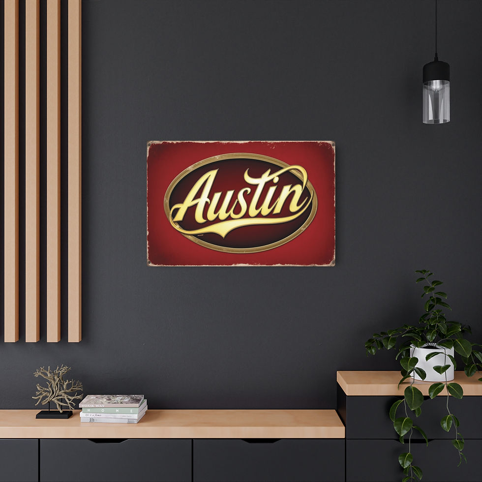 Thumbnail: Classic "Austin" Metal Art Sign, 36" x 24" Rustic Texas Home Decor for Hipsters