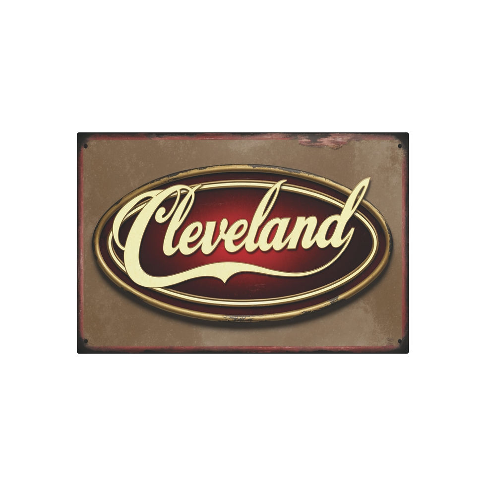 Cleveland vintage metal sign. Rustic