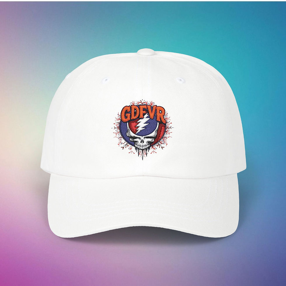 Thumbnail: White hat with GDFVR Stealie logo, Epic Stealie "GDFVR" Cotton Golf Cap V.2