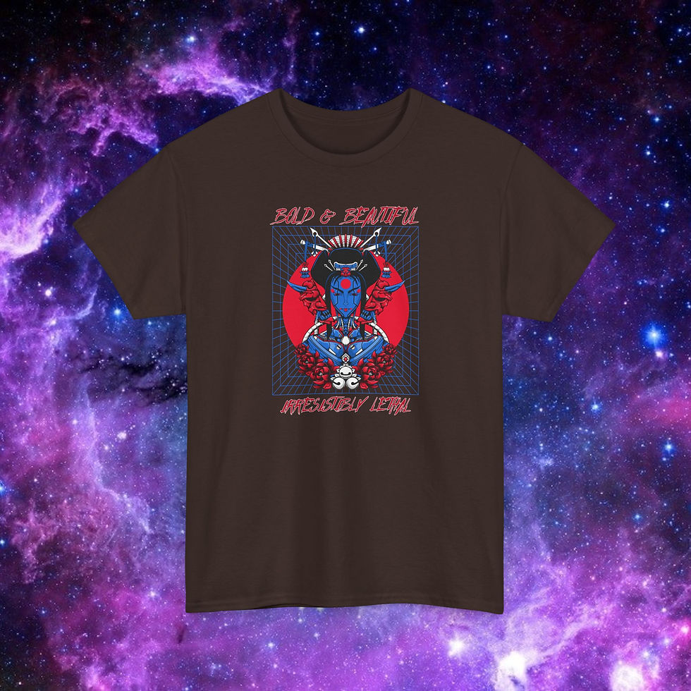 Thumbnail: Brown t-shirt with text and artwork: Bad & Nasty, Grateful Dead, Unisex Gift.