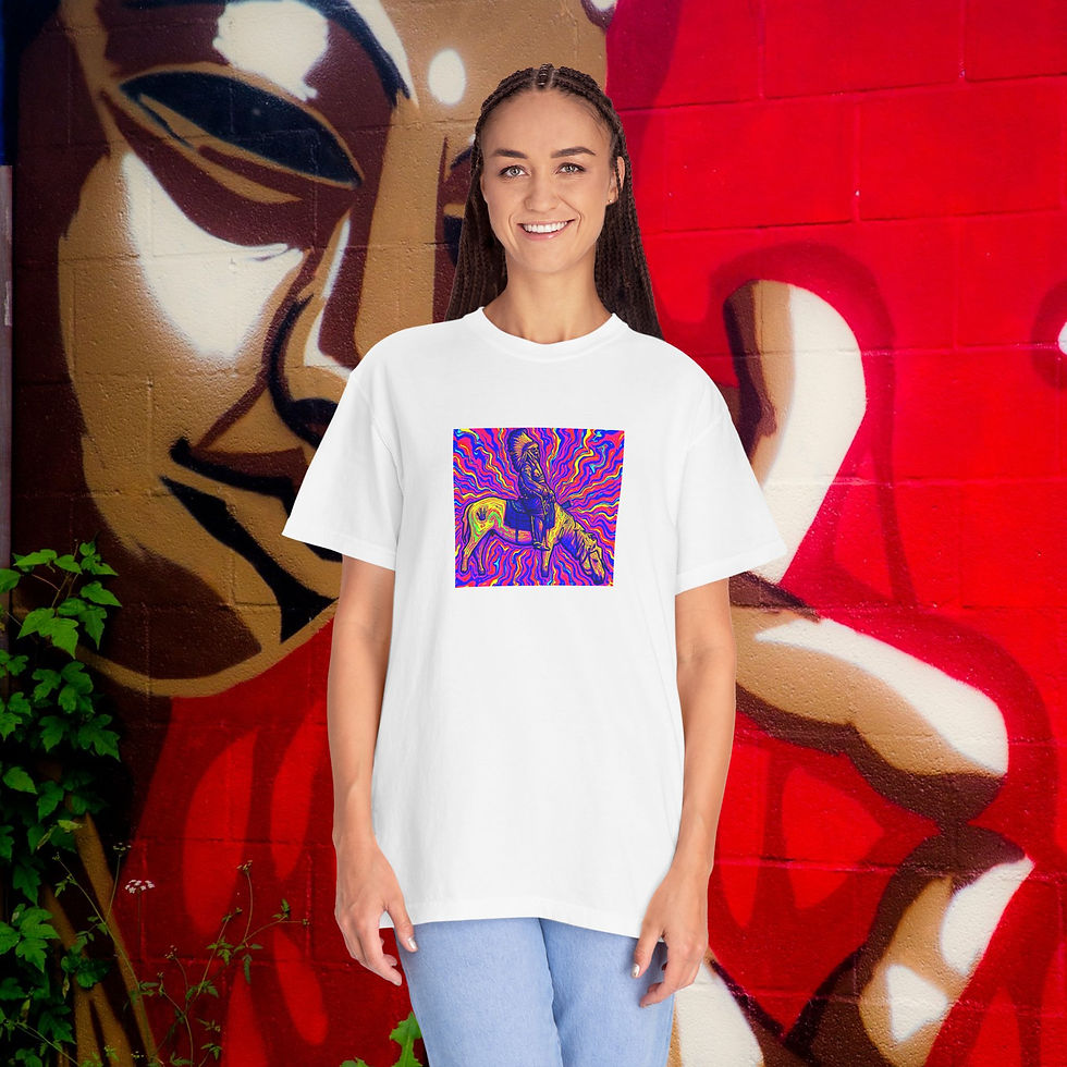 Thumbnail: Psychedelic Native American With Garcia Handprint on Horse. Deadhead Tee, Gift