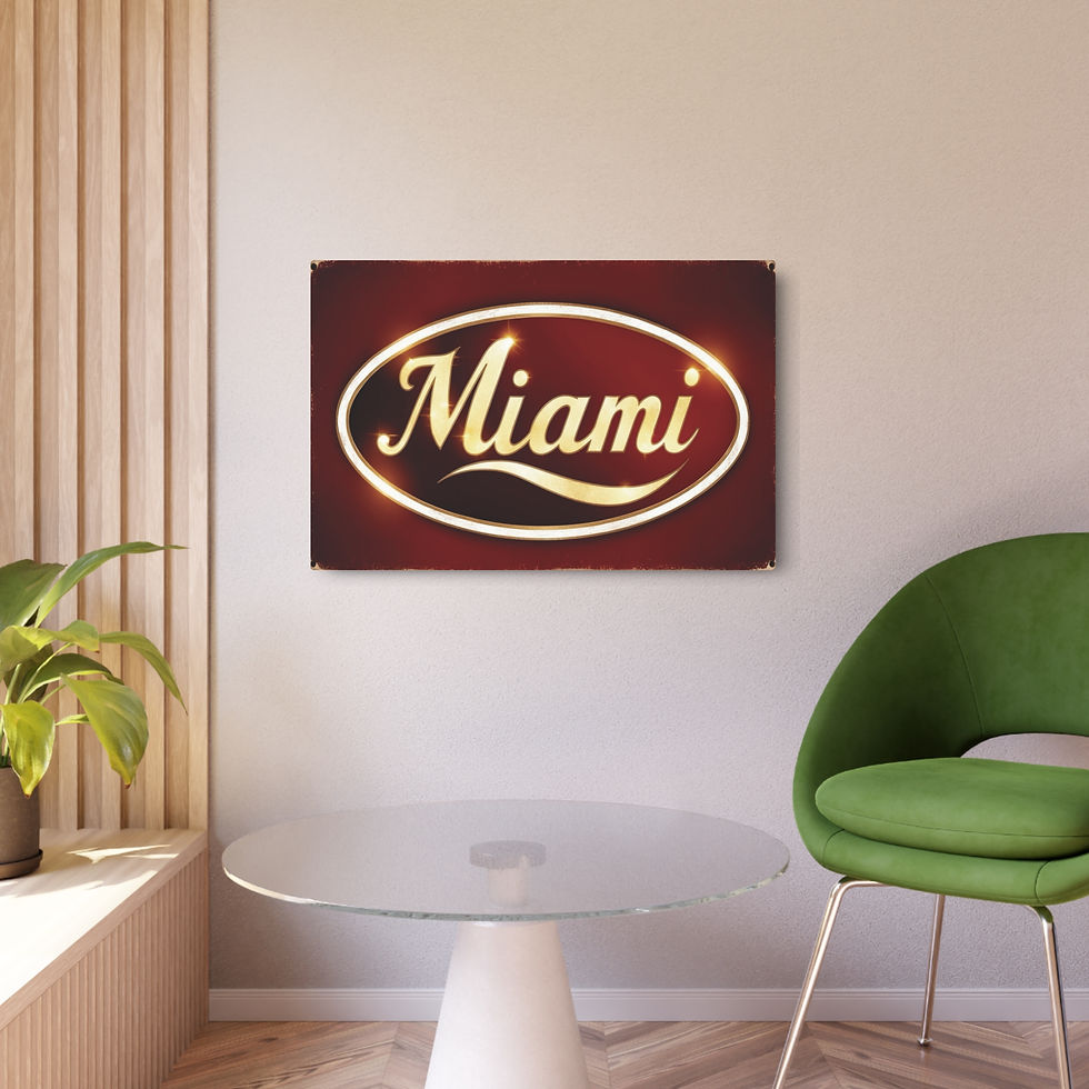 Thumbnail: Vintage & Sparkling "Miami" 30" x 20" Metal Art Sign, Classic Old Miami Style 