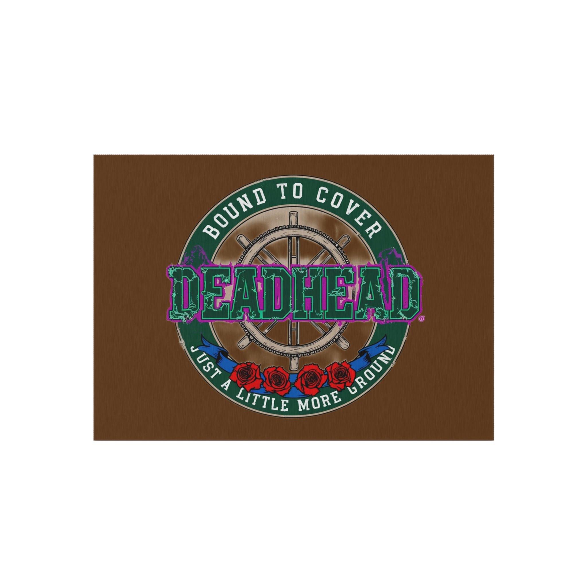 Unique "Deadhead" Themed 60" x 84" Rug, Wheel College of Deadheads Rose Insignia