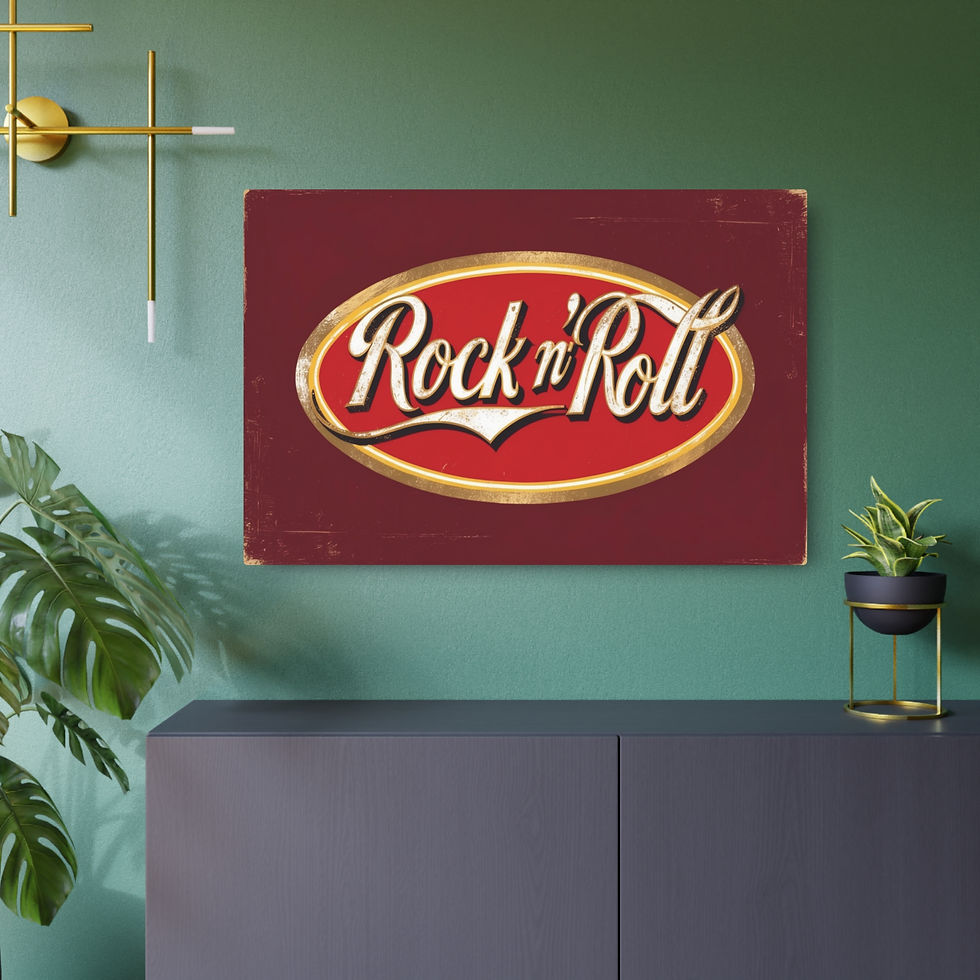 Rock 'n' Roll sign on wall Vintage "Rock 'n' Roll" Metal Sign My Site 1