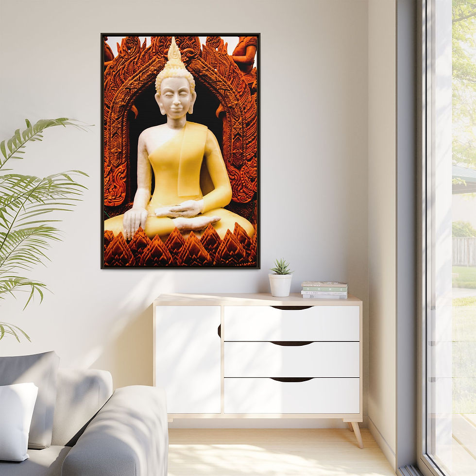 Thumbnail: Thai Candle Festival Buddha 40" x 60" Framed Canvas Print, Sacred Buddhist Gift