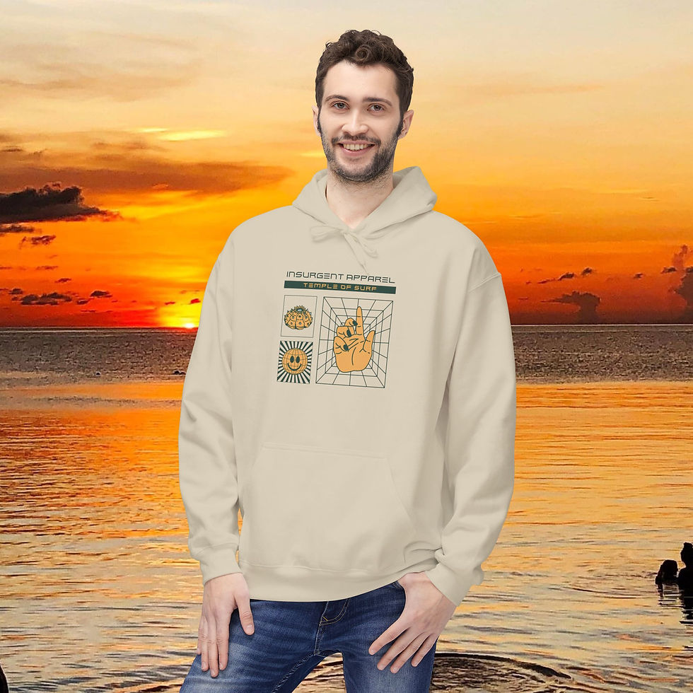 Thumbnail: Man wearing a hoodie with text, beautiful sunset Three Color "Yes, Yes, Yes" Garment-Dyed Cotton T-shirt, Unisex Good Vibes!
