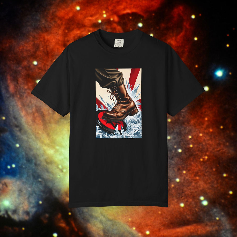 Thumbnail: Black T-shirt with boot crushing ice. Real Patriots Crush ICE Tee.