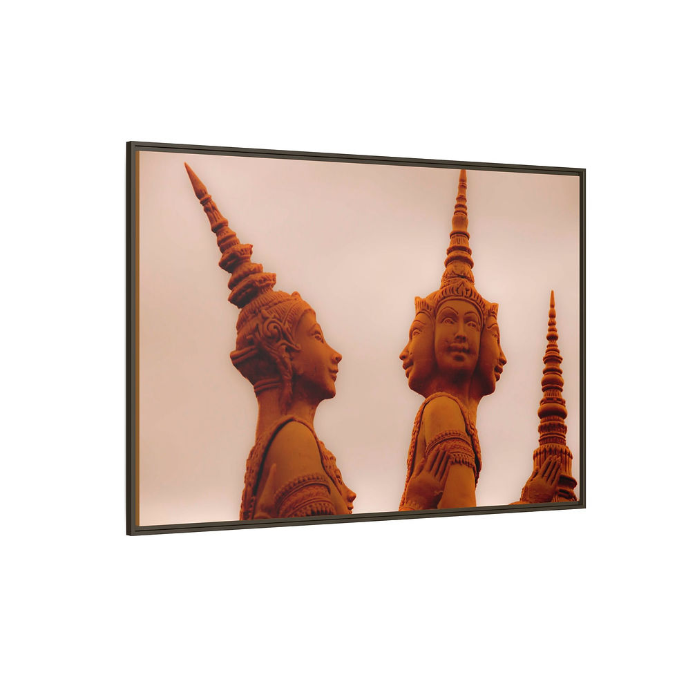 Thumbnail: Thai Wax Dieties 40" x 60" Framed Canvas Art, Buddhist Inspired, Unique Gift