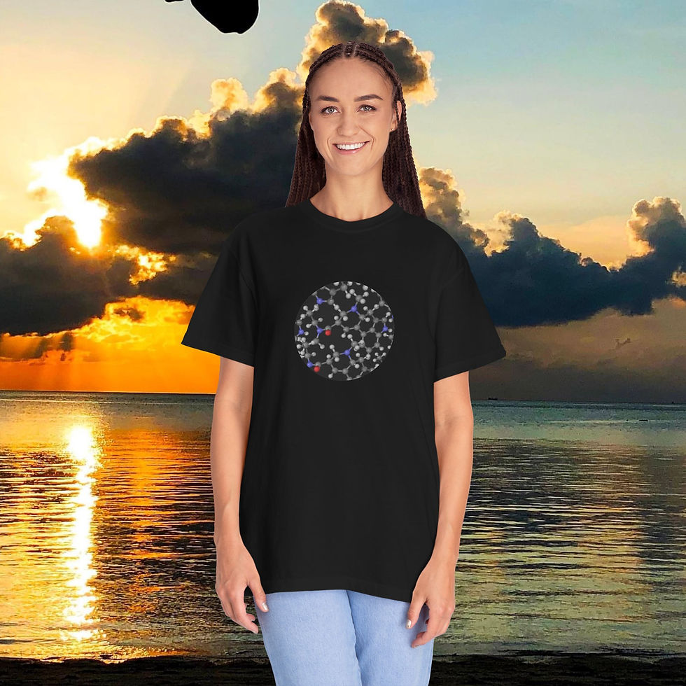 Thumbnail: Lysergic Acid Molecular Pattern Round Print T-Shirt, Abstract Psychedelic Gift