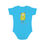 Thumbnail: Baby onesie with cartoon monster graphic, text reads 
