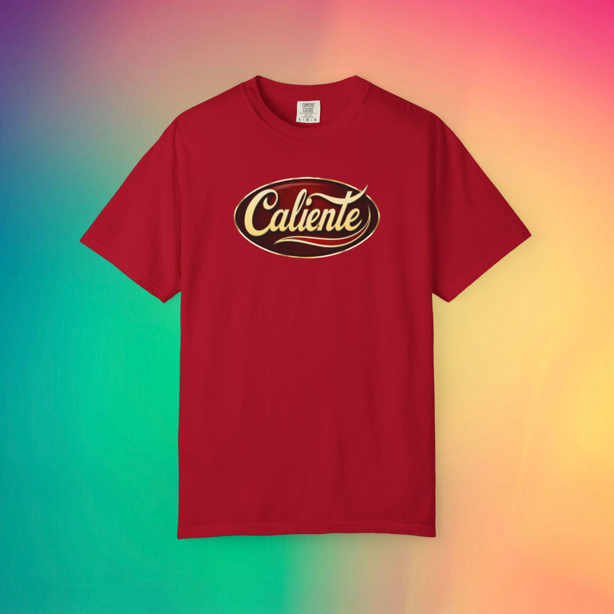 Classic "Caliente" Oval Logo T-Shirt, Hot Style For Sizzling Nights, Fun Gift