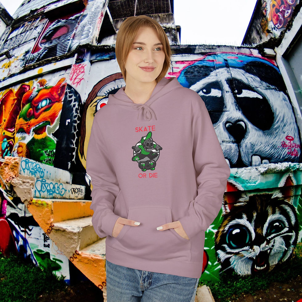 Thumbnail: Woman wearing hoodie with green graphic, 