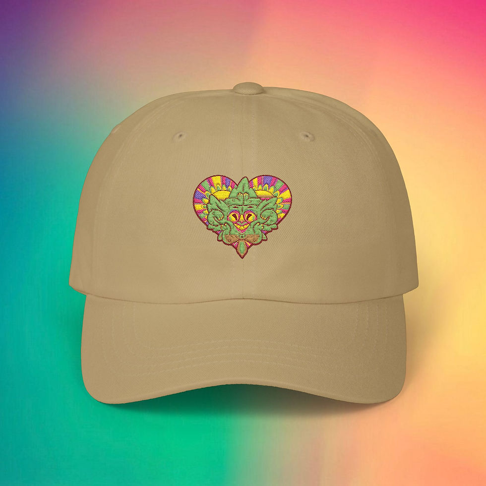 Thumbnail: Khaki baseball cap with heart-shaped design and My Site 1