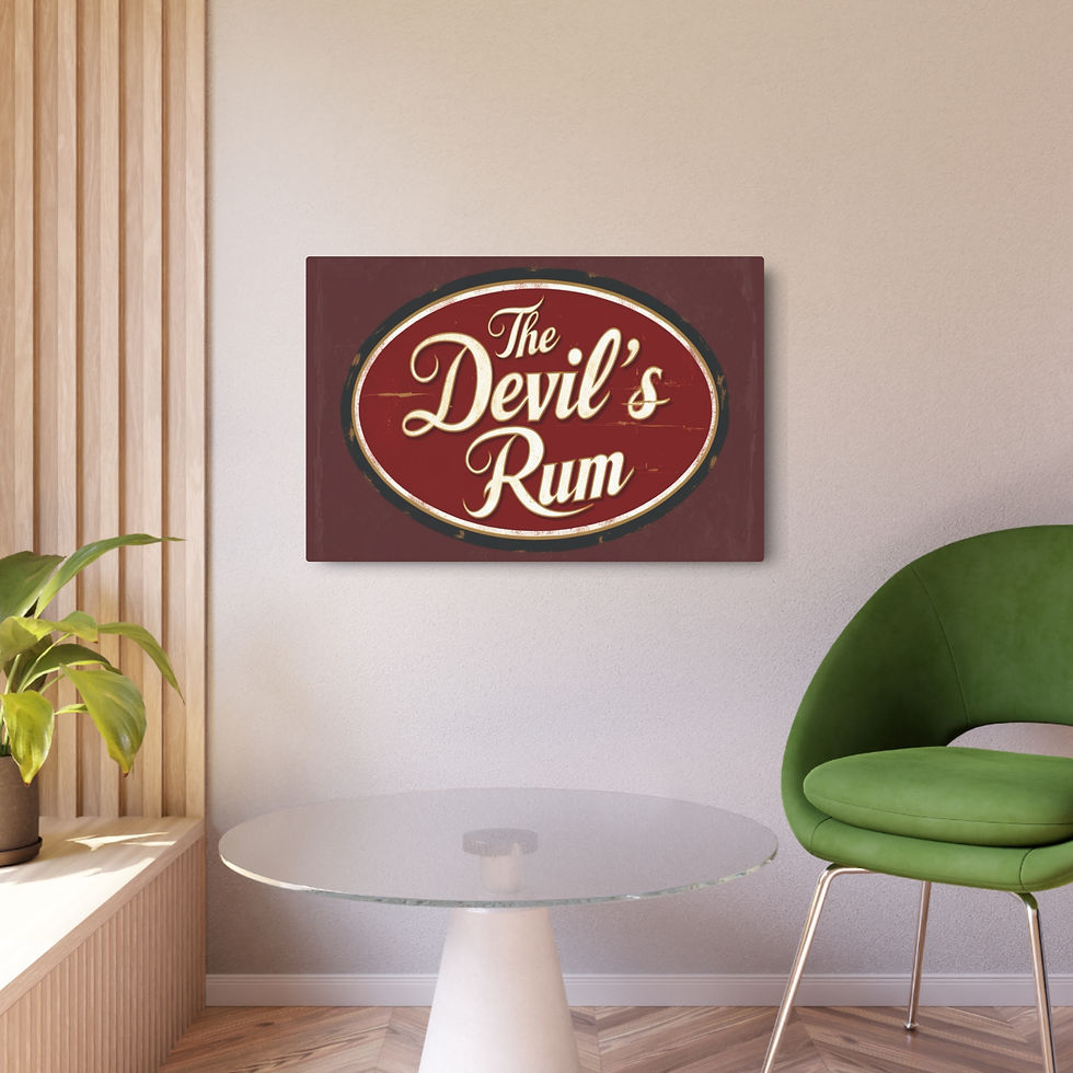 Thumbnail: Vintage "Devil's Rum" Metal Art Sign, 30" x 20" Rustic Bar Sign, Home Bar Decor
