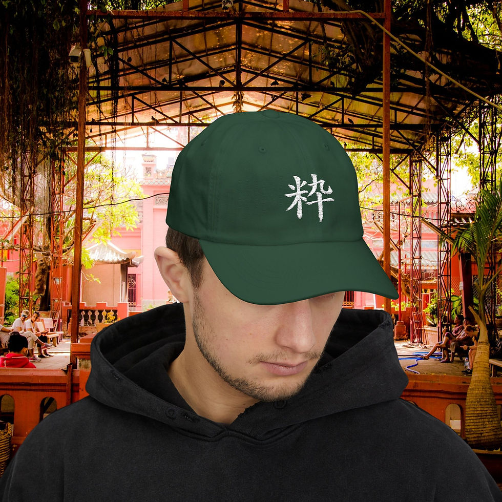 Thumbnail: Man wearing green hat with Chinese character over outdoor background Phish Head Hat