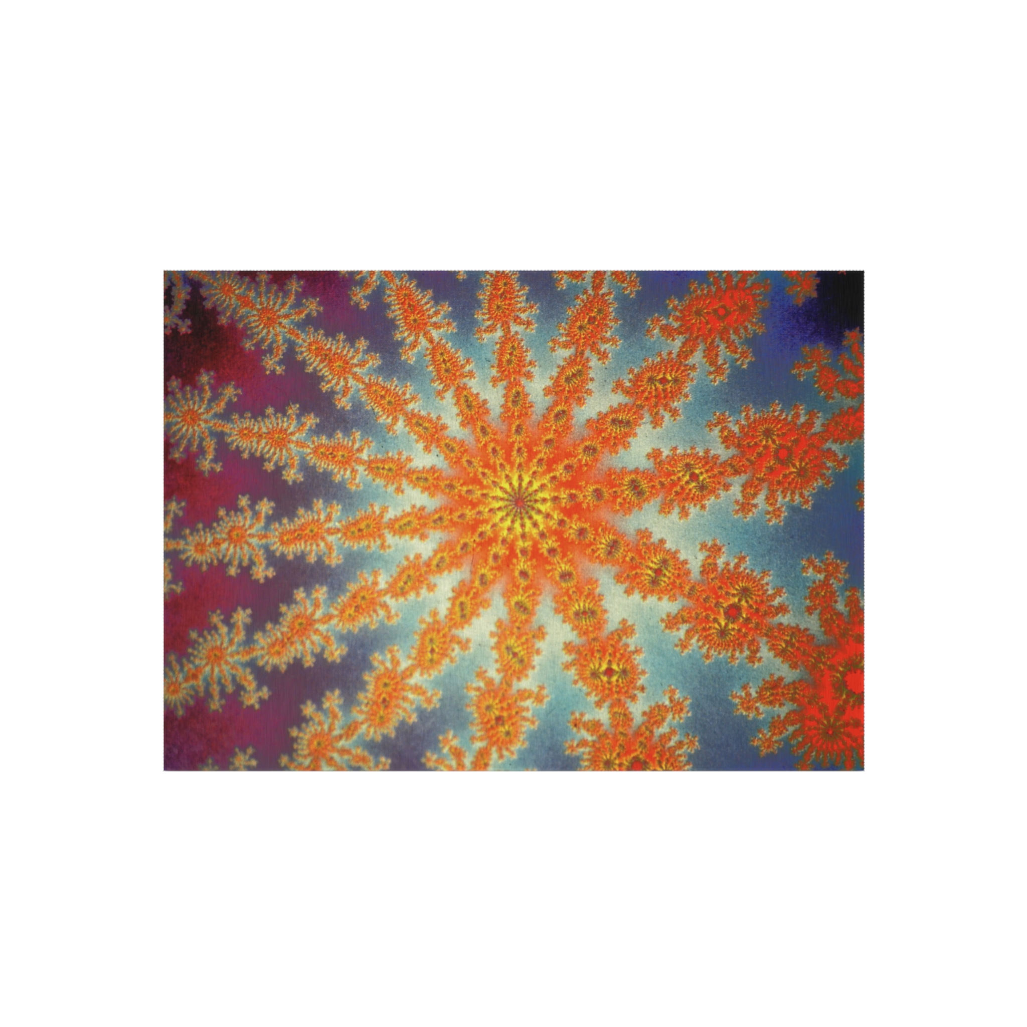 Vibrant Orange Star Fractal 60" x 84" Rug, Psychedelic Home Decor, Cool Gift