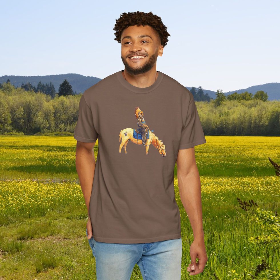 Thumbnail: Native American Skeleton With Garcia Handprint on Horse V2, Deadhead Tee, Gift