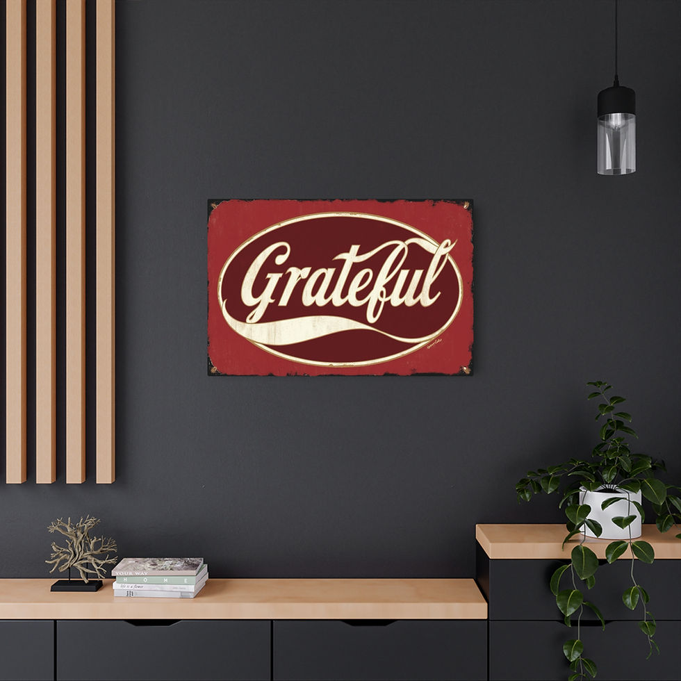 Thumbnail: Classic "Grateful" Metal Art Sign, 36" x 24" Vintage Wall Art For the Grateful