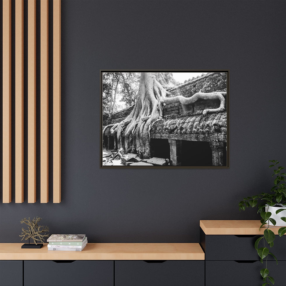 Thumbnail: Tetrameles Roots on Ancient Khmer Temple 30" x 40" Framed Canvas Art, Rare Gift