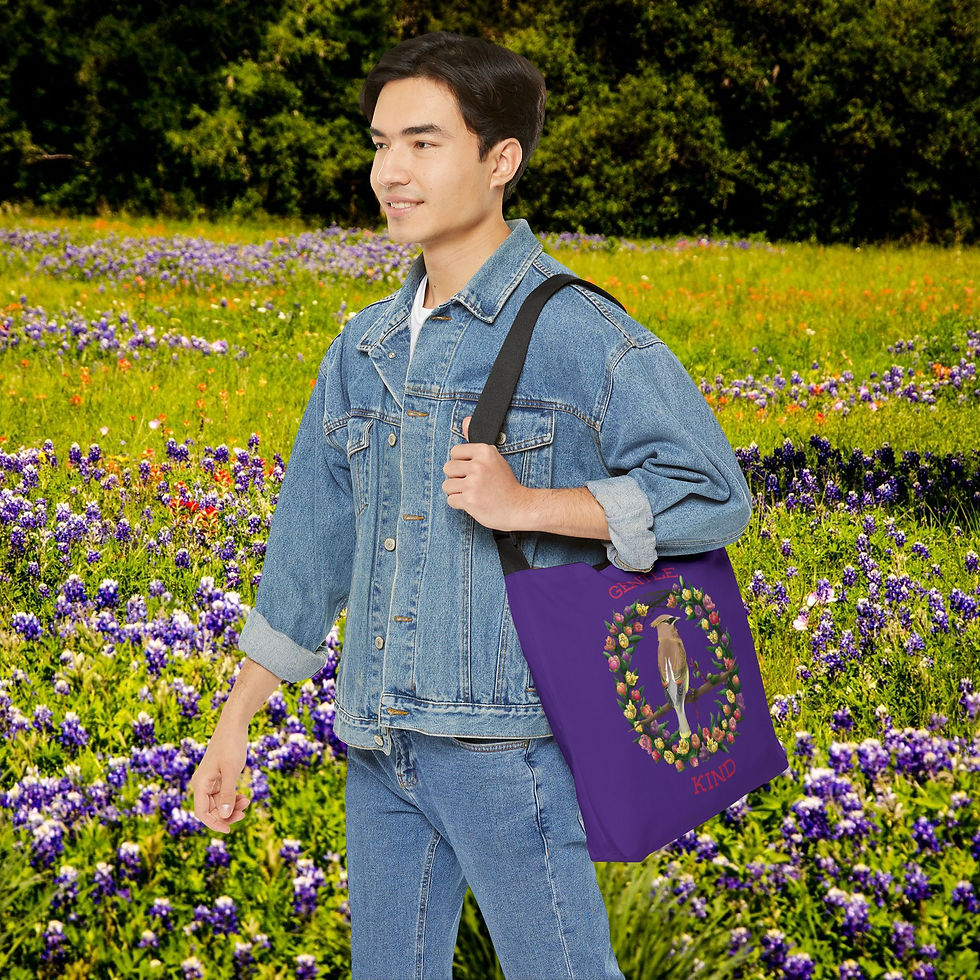 Thumbnail: Gentle Kind Bird Wreath 16"Tote,  Adjustable Eco-Friendly Bag, Kind Winged Gift