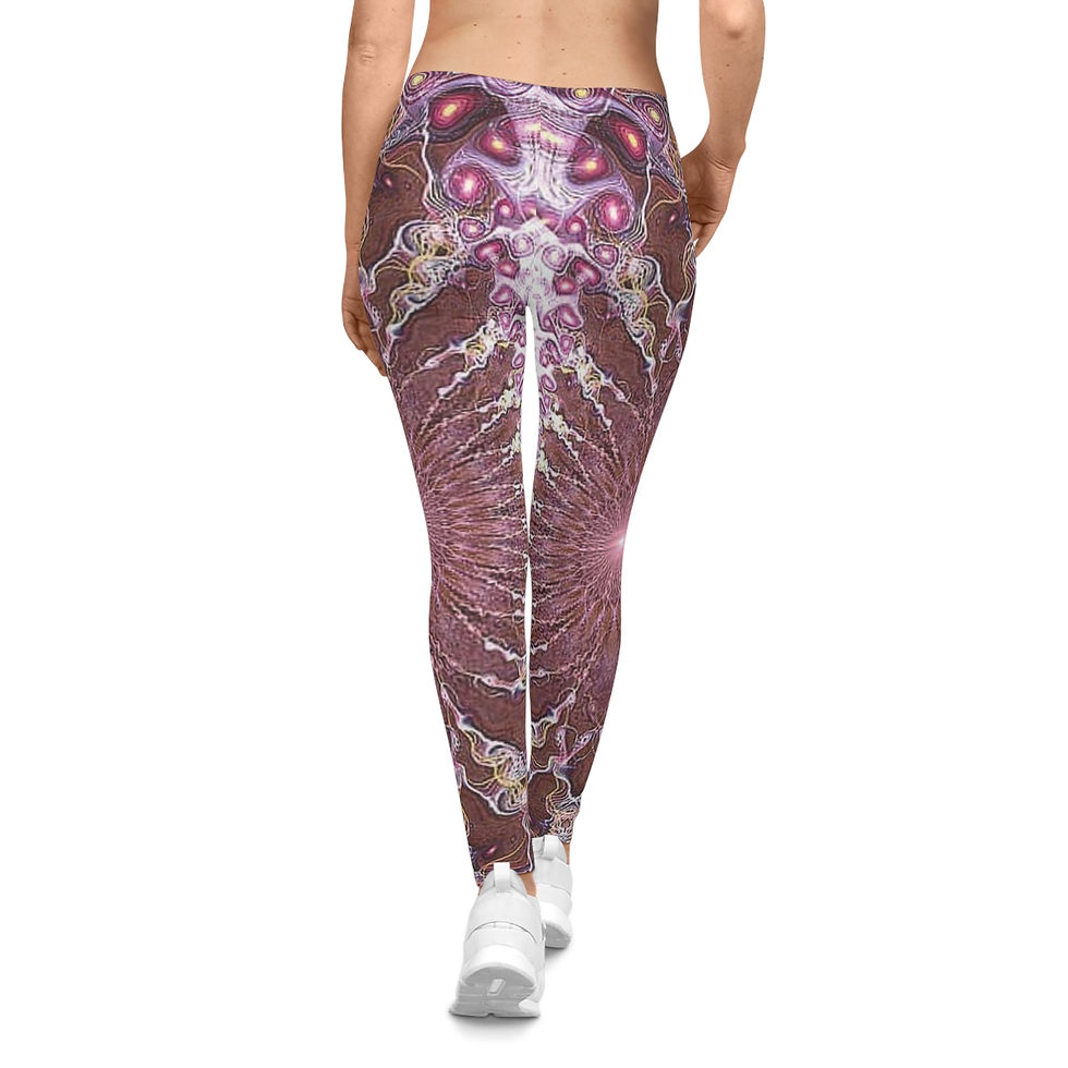 Thumbnail: Magical Tie-Dyed Fractal Women's Yoga Leggings, Unique Ecstatic Festival Wear