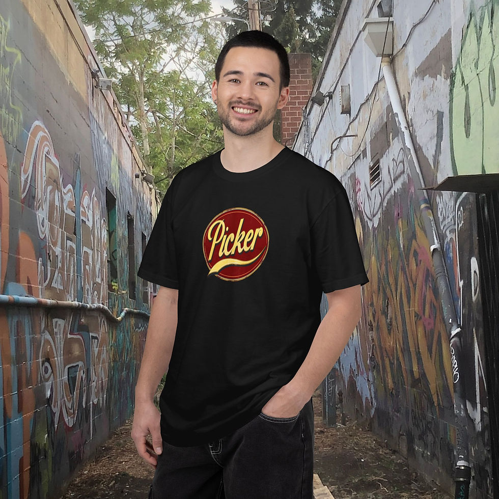 Thumbnail: Vintage "Picker" Logo T-Shirt, Classically Designed Musicians Tee, Foragers Gift