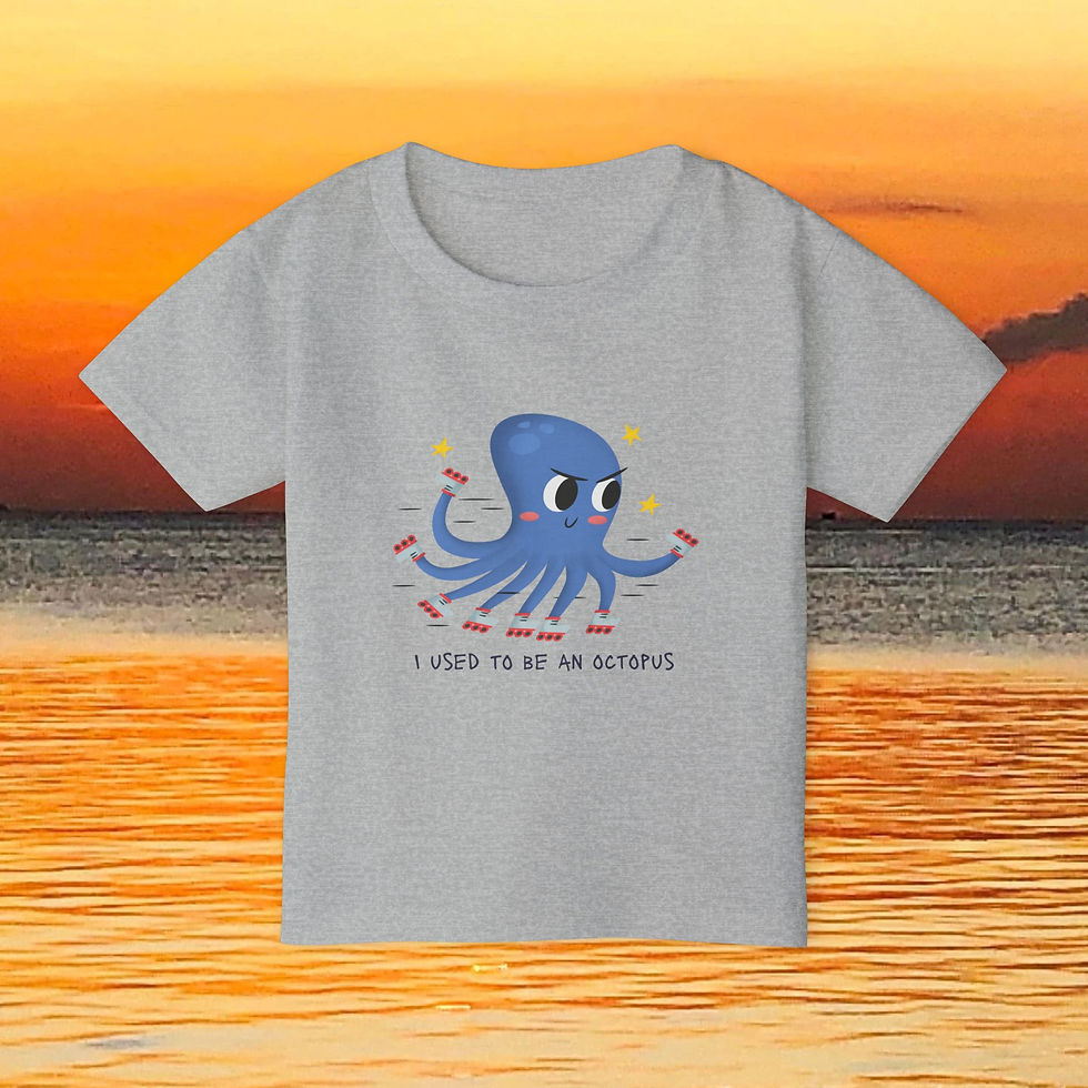 Thumbnail: Gray t-shirt with blue octopus and text: I used to be an octopus.