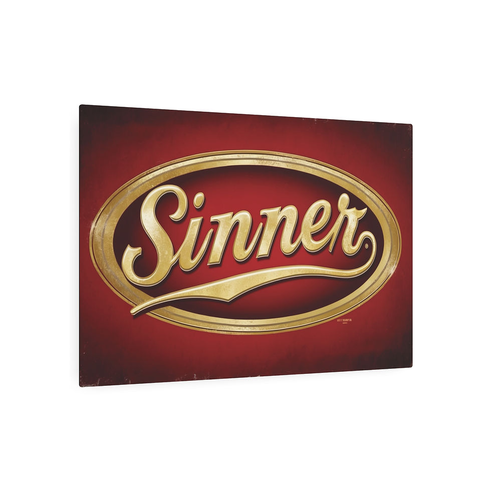 Thumbnail: Retro Future "Sinner" Metal Art Sign, 36" x 24" Vintage Home Bar Wall Art, Gift