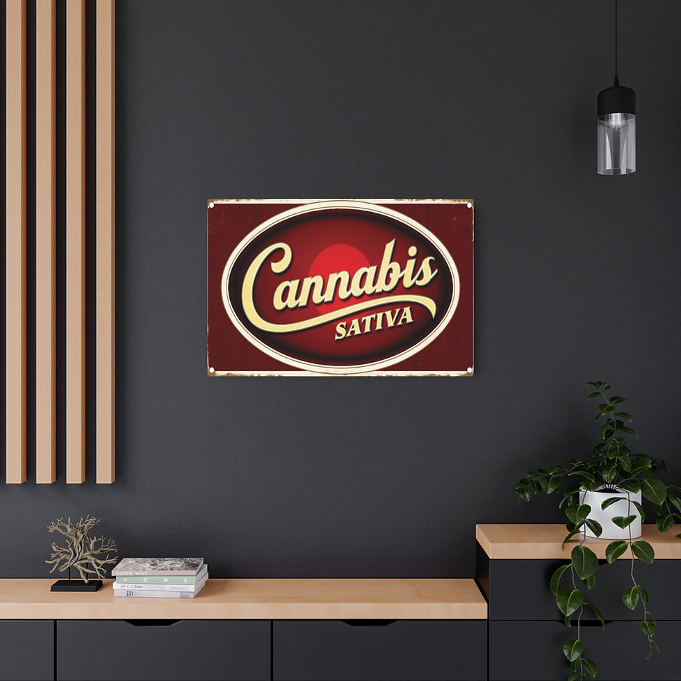 Thumbnail: Vintage "Cannabis Sativa" Metal Art Sign, 36" x 24" Rustic Wall Art
